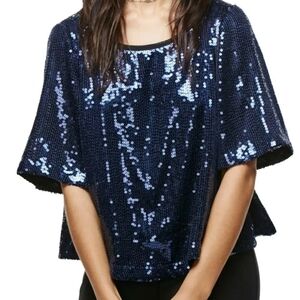 Free People Night Fever Sequin Top